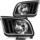 Headlamps Fits 2005-2009 Ford Mustang Black Housing Headlights Assembly Pair New. Price: $65.99.