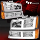 Pair Chrome Amber F-style Led Drl Headlights For 2003-2007 Avalanche Silverado New. Price: $83.66.