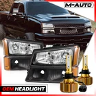Pair Black Replacement HEADLIGHT+BUMPER+6500K Led Bulb For 03-07 Chevy Silverado New. Price: $134.99.