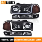Fit For 1999-07 Gmc Sierra Yukon Black Led Drl Headlights W/ Bumper Signal Lamps New. Price: $80.65.