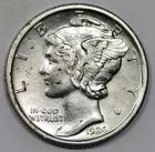 1924-S Mercury Head Dime. 100% Fully Separated Horizontal Bands Bu. 211467 Unspecified. Price: $399.00.