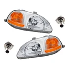 Headlight And Bulb Kit For 1996-98 Honda Civic Driver Passenger Side Halogen New. Price: $108.48.