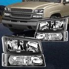 For 03-06 Chevy Silverado Avalanche Headlights Bumper Turn Signal Lamps Black New. Price: $60.99.
