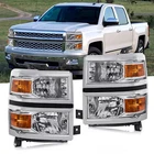 For 2014-2015 Chevy Silverado 1500 Chrome Headlights Headlamps Left + Right Pair New. Price: $95.99.