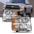 Headlights Assembly For 2007-2014 Chevrolet Silverado Chrome Housing & Amber New. Price: $77.99.