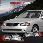 Headlights Assembly Set For Nissan Sentra 2000-2003 4DR Black Housing Clear Lens New. Price: $73.03.
