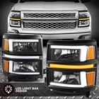 L-led Drl+sequential Signal For 14-15 Silverado 1500 Headlights Black/amber New. Price: $188.60.
