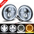 Pair 7" Inch Round Led Headlights Hi/lo Beam Drl Halo For Chevy Truck Camaro C10 New. Price: $59.99.