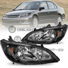 For 2004-2005 Honda Civic 2/4DR Black Amber Headlights Headlamps Assembly Pair New. Price: $74.99.