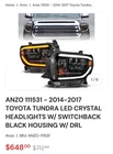 Anzo 111531 Led Black Housing Headlights For 2014-2017 Toyota Tundra With New. Price: $450.00.