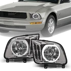 2005-2009 Ford Mustang Chrome Crystal Headlights W/drl White Led Halo Rims New. Price: $77.00.