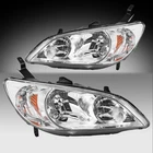 For 2004-2005 Honda Civic 2/4 Dr Chrome Headlights Amber Corner Lamps Pair New. Price: $55.99.