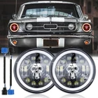 Ford Mustang 1965-1978 Pair 7" Inch Round Led Headlights Halo Rgb Skull Dot New. Price: $72.99.