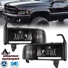 For 94-02 Dodge Ram 1500 2500 3500 Headlights Led Drl Bar Front Lamps Black Set New. Price: $113.99.