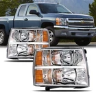 2X Headlights Assembly Set Chrome Housing & Amber For 2011 Chevrolet Silverado New. Price: $77.99.