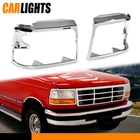 Chrome Headlight Headlamps Trim Bezel Set Fit Ford Bronco F150 Pickup Usa New. Price: $40.30.