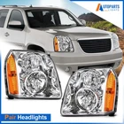 Pair/set Chrome Amber Headlights Assembly For Gmc Yukon Xl 1500 2500 2007-2014 New. Price: $77.99.