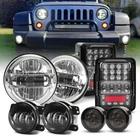Chrome Round Led Headlights Fog Lamp Turn Signal Tail For Jeep Wrangler Jk New. Price: $229.99.