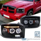 Fits 05-07 Dodge Dakota Led Halo Glossy Black Projector Headlights Left+right New. Price: $173.95.